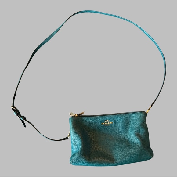 COACH Lyla Teal Pebble Leather Crossbody Bag - Picture 1 of 16